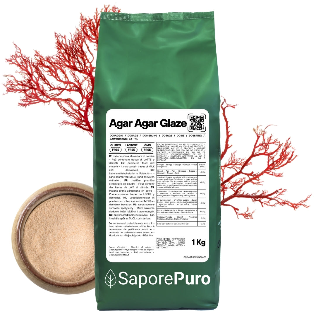 Glaçage à l'Agar Agar - E406 - Origine ITALIE - Pour glaçages, nappages, sauces nature - alternative à la gélatine - SaporePuro